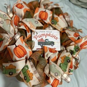 Farm Fresh Pumpkins Wreath with Orange and Green Accents